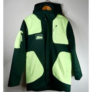 Eddie Bauer X Homme Femme Down Shell Jacket Dark Neon Green Mens Small Outerwear